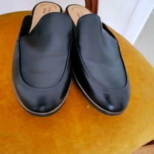 Clark's Leather Mules Black Size 9.5 M Almond Toe Never worn